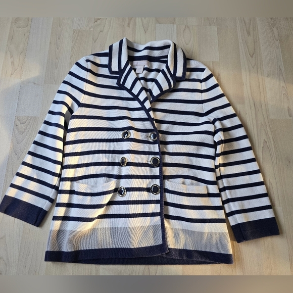 Banana Republic Navy Striped Knit Blazer Size Small - Picture 2 of 11